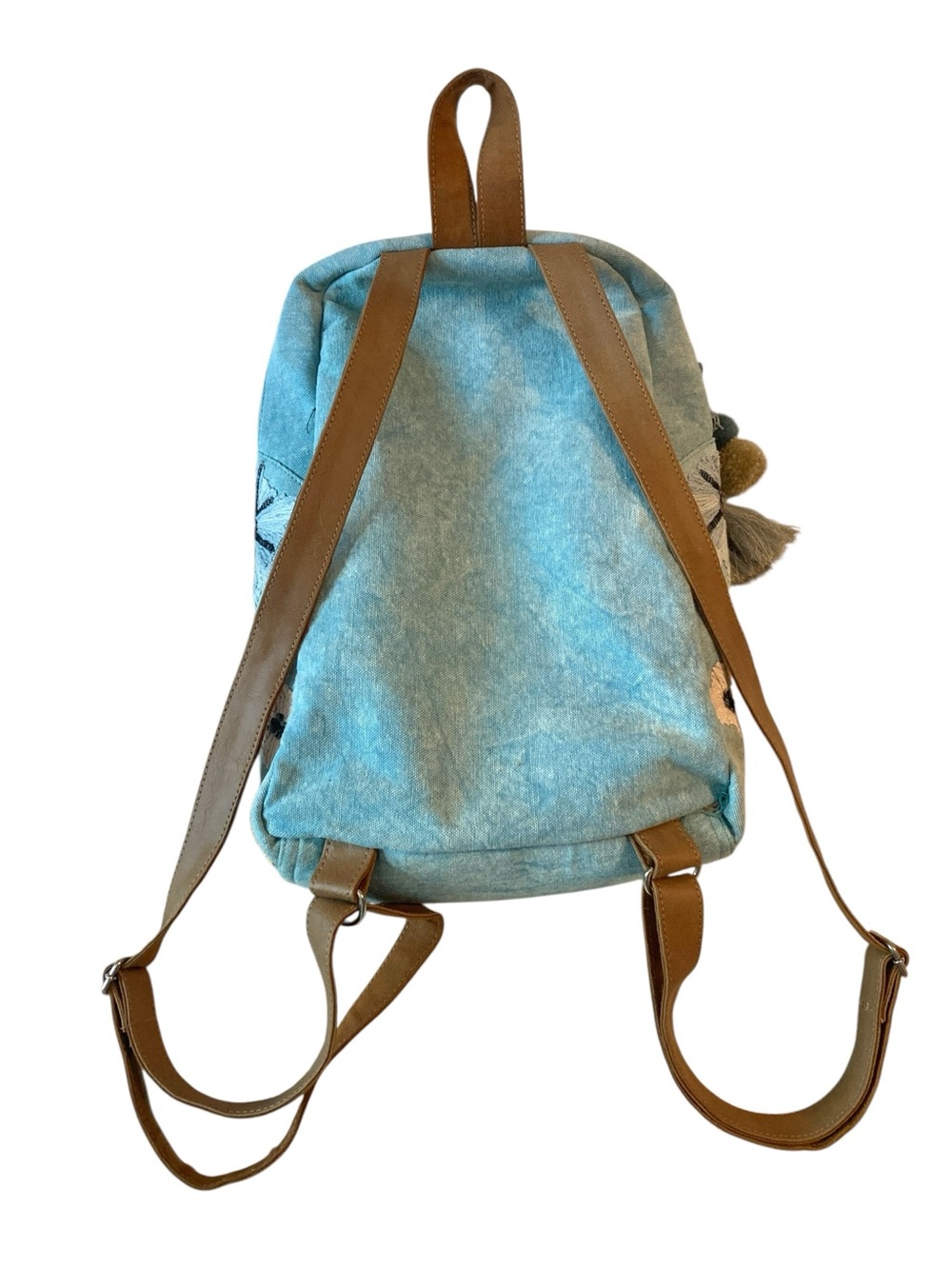 CROSSTREE LANE Embroidered Floral embroidered sequined chambray  Blue Backpack - Picture 3 of 10